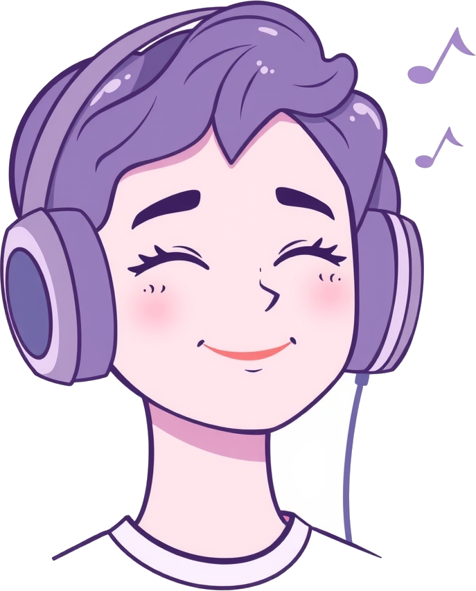 A ListenBrief character listening to an audio briefing