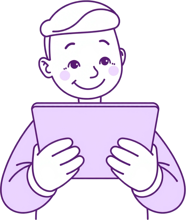 A ListenBrief character reading and filtering the day's news